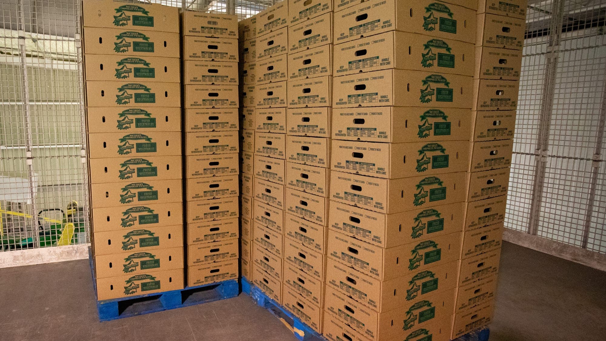 Produce moving through the packing line